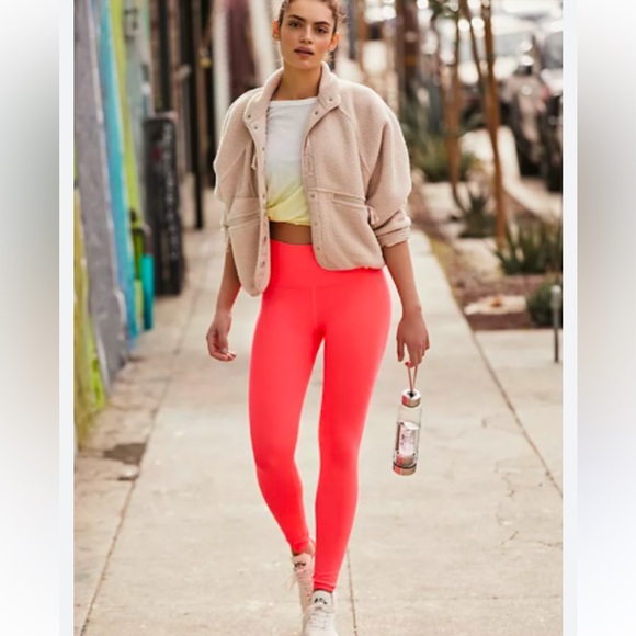 Free People Movement High-Rise Coral Leggings Size Large - Picture 1 of 9
